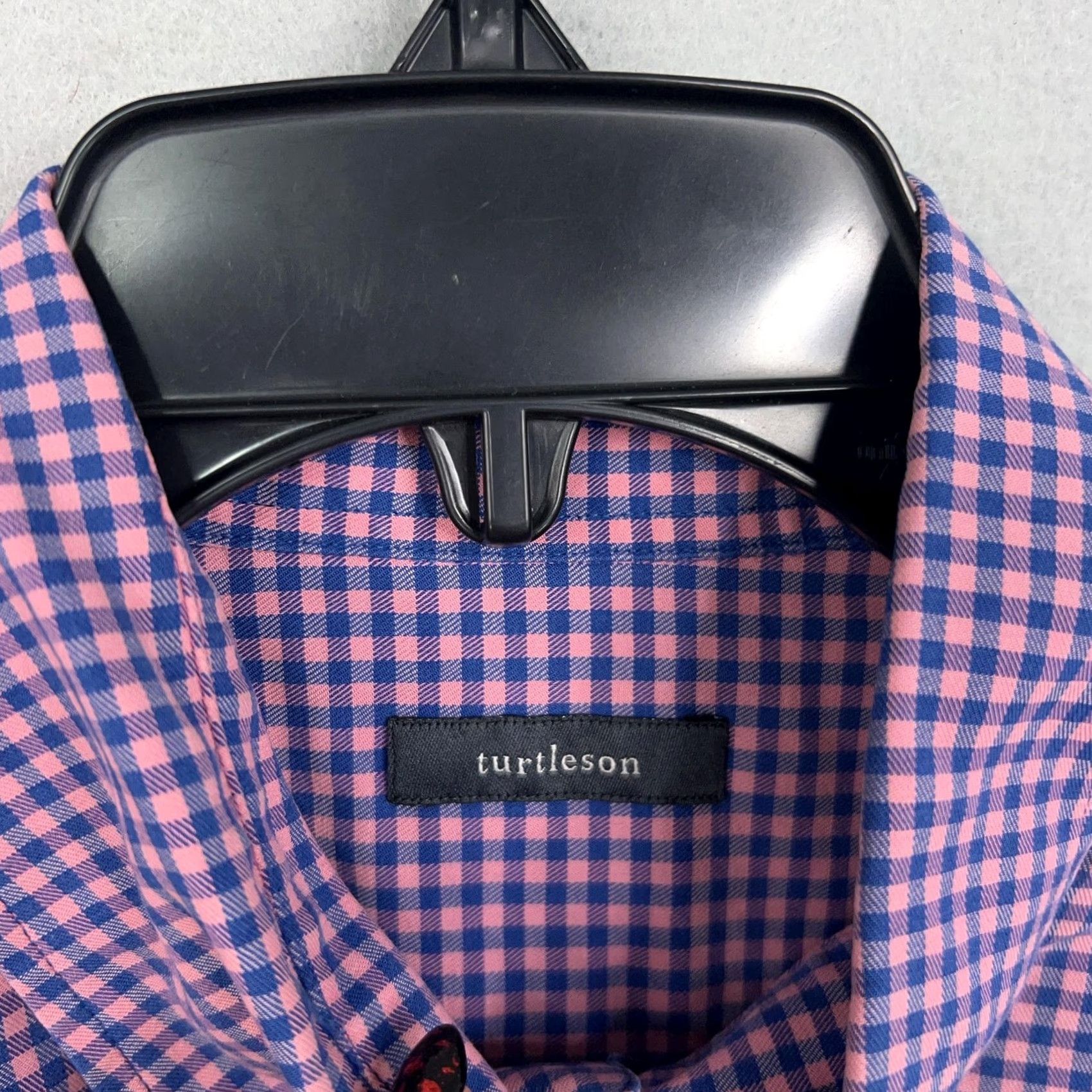 Pinko Turtleson Shirt Mens Large Pink Blue Gingham Button-Down Collar Long Sleeve Shirt Size US L / EU 52-54 / 3 - 6 Thumbnail