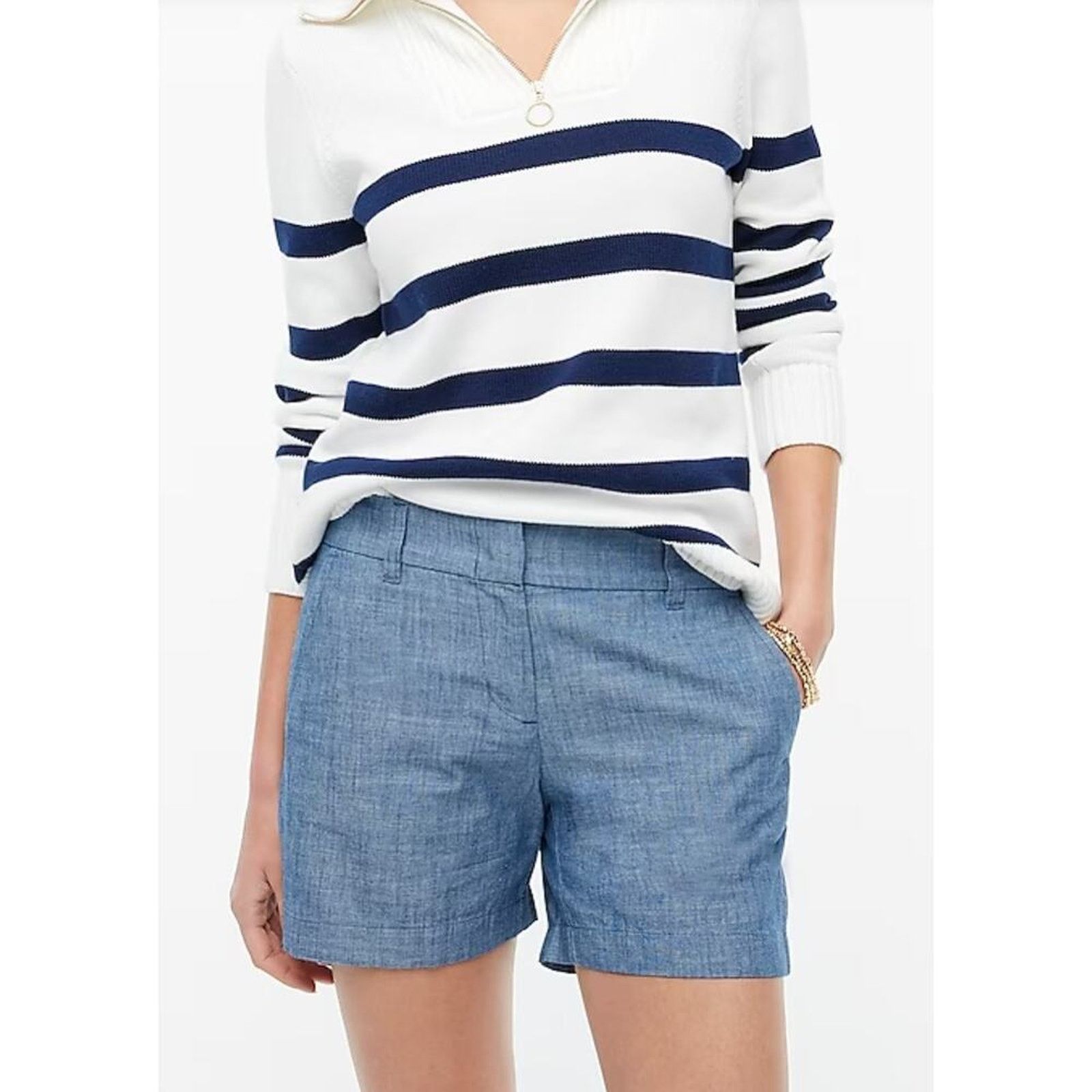J.Crew J.Crew Blue Casual Cotton Blue Classic Chambray Shorts Size 28" / US 6 / IT 42 - 1 Thumbnail