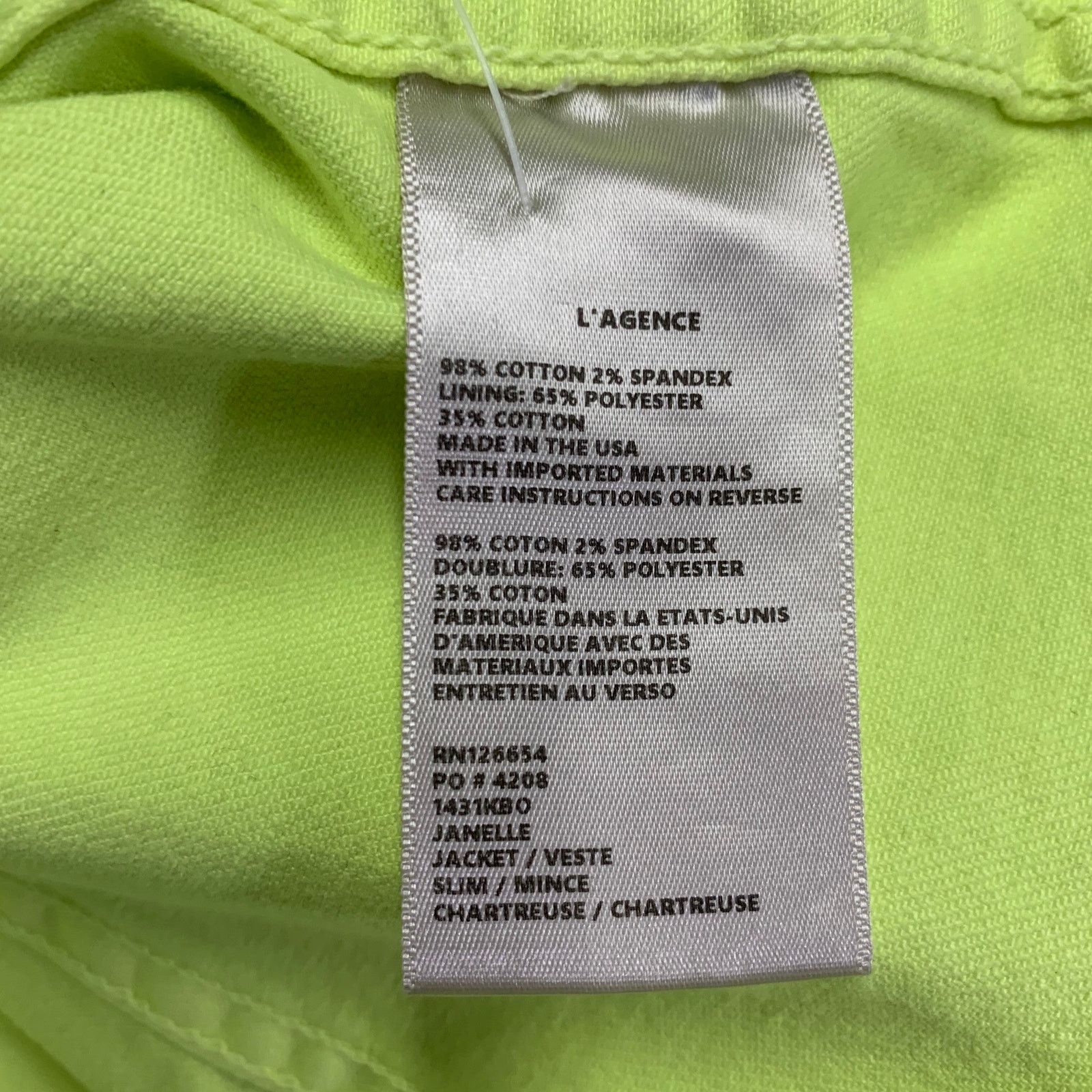 L'AGENCE L'AGENCE L Yellow Neon Cotton Blend Twill Raw Edge Jacket Size L / US 10 / IT 46 - 6 Thumbnail
