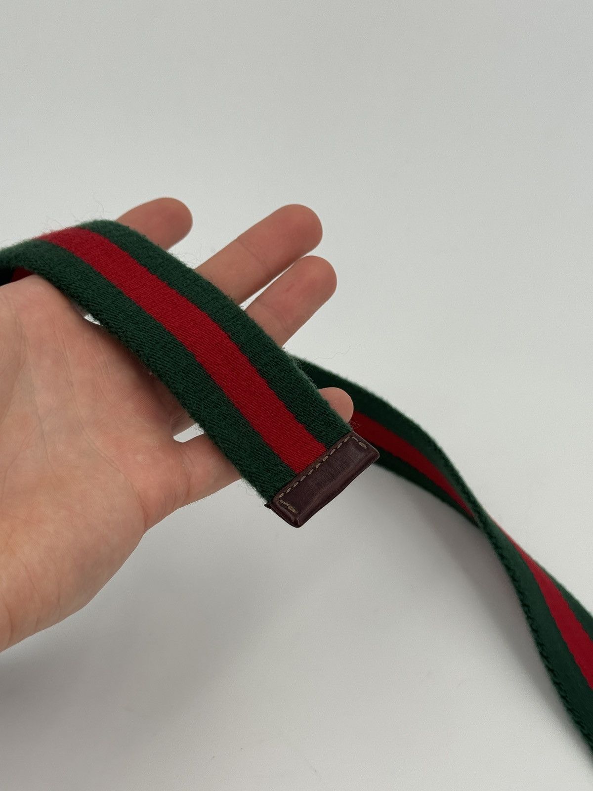 Gucci Gucci Web Green/Red Canvas Belt with Antique Interlocking G Size ONE SIZE - 8 Thumbnail