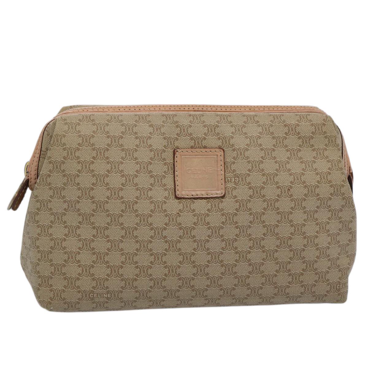 image of Celine Macadam Canvas Pouch Beige Auth Am5463, Women's