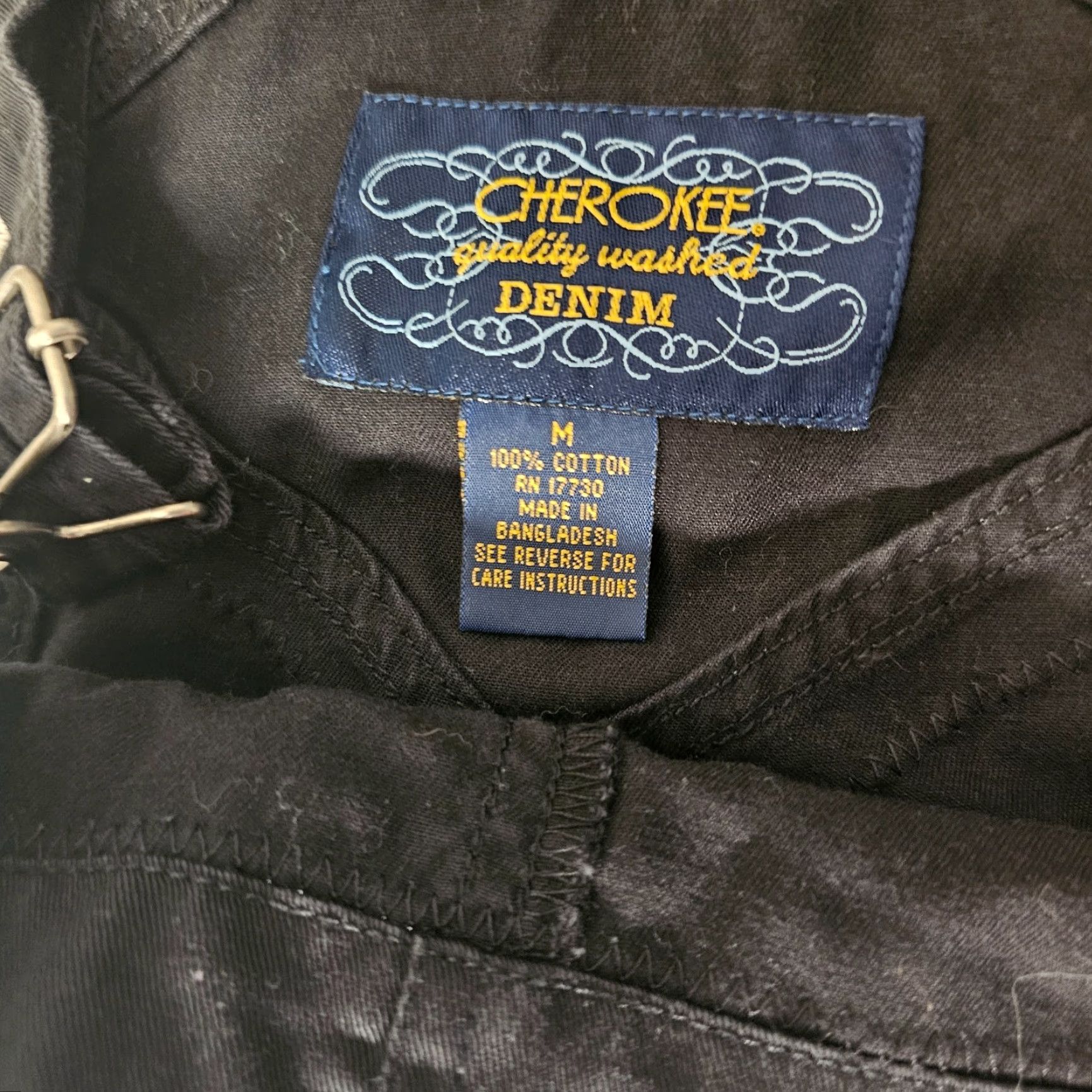 Cherokee VINTAGE Cherokee Cropped Overalls Black Denim Zebra Patch Jeweled Legs M Jeans Women Cropped Style Size 32" / US 10 / IT 46 - 3 Thumbnail