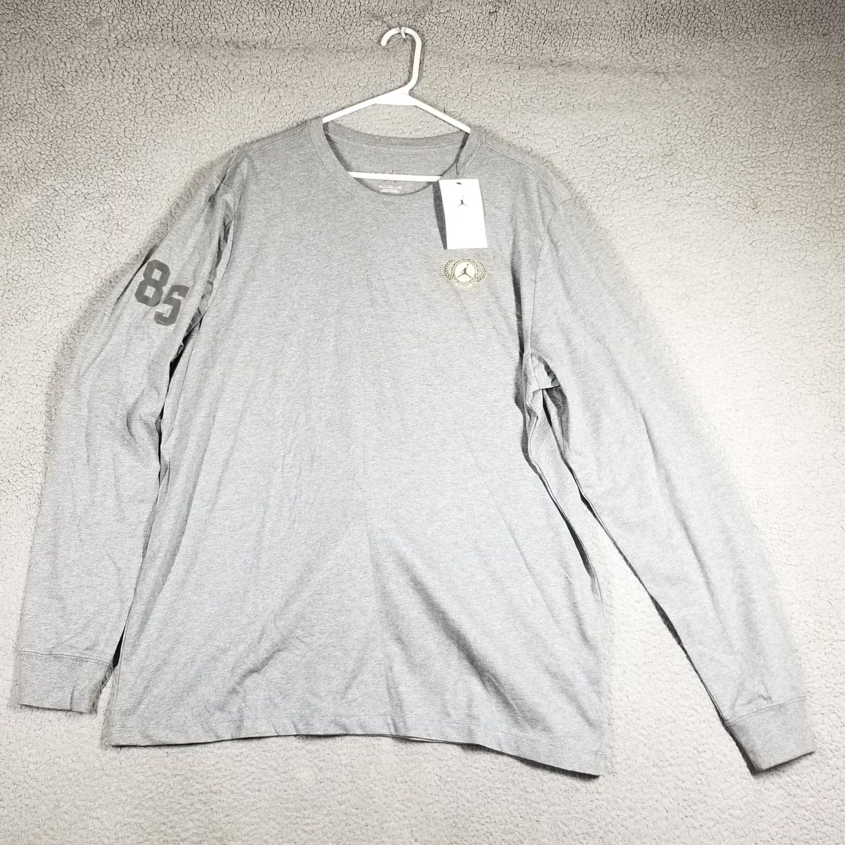 Nike Nike MJ Long Sleeve Crew Shirt Men XL Gray Logo 85 Jumpman 100% Cotton Standard Fit DV1465-091 Size US XL / EU 56 / 4 - 2 Thumbnail