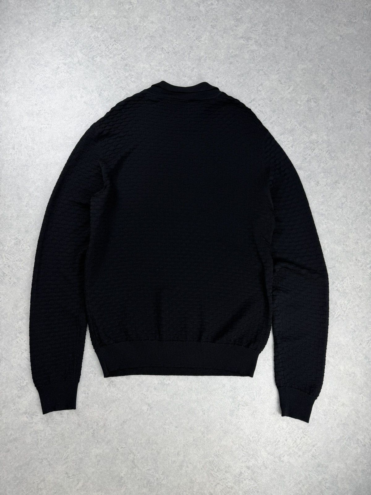 Emporio Armani Emporio Armani Textured Knit Polo Sweater Black Size 48 Size US M / EU 48-50 / 2 - 7 Thumbnail