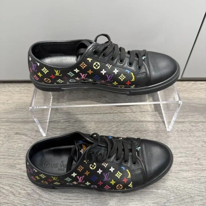 Louis Vuitton Takashi Murakami x Louis Vuitton Black Low Top Trainer 0079 Size US 6 / IT 36 - 1 Thumbnail