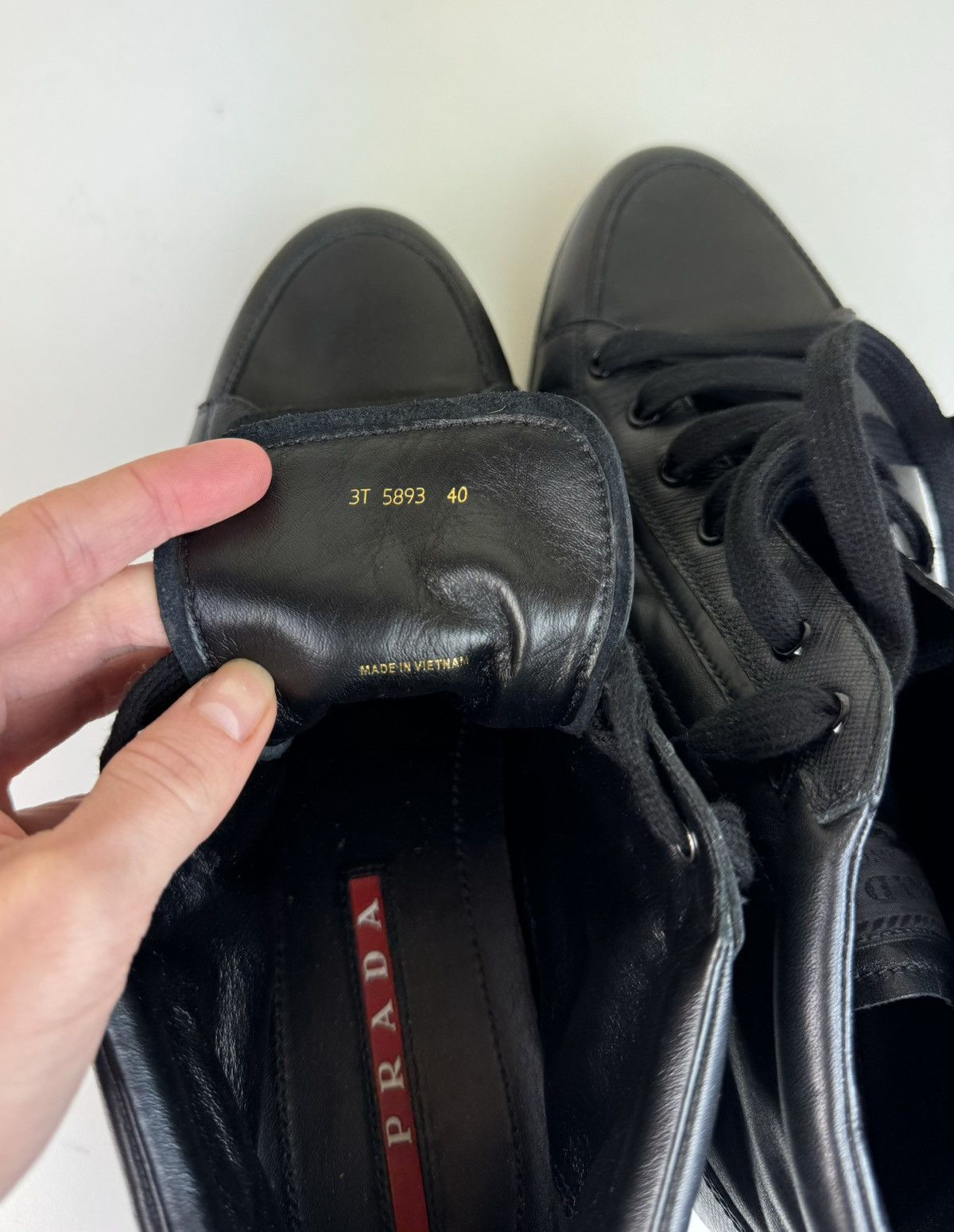 Prada Prada High Top Saffiano Leather Black Sneakers Trainers Boot Size US 10 / IT 40 - 16 Thumbnail