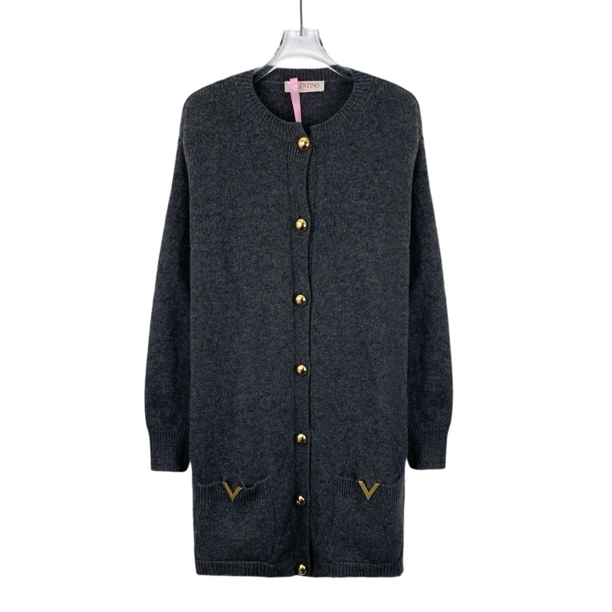 Valentino Valentino Black Grey Long Sleeve Knit Cardigan K26WX Size S / US 4 / IT 40 - 1 Thumbnail