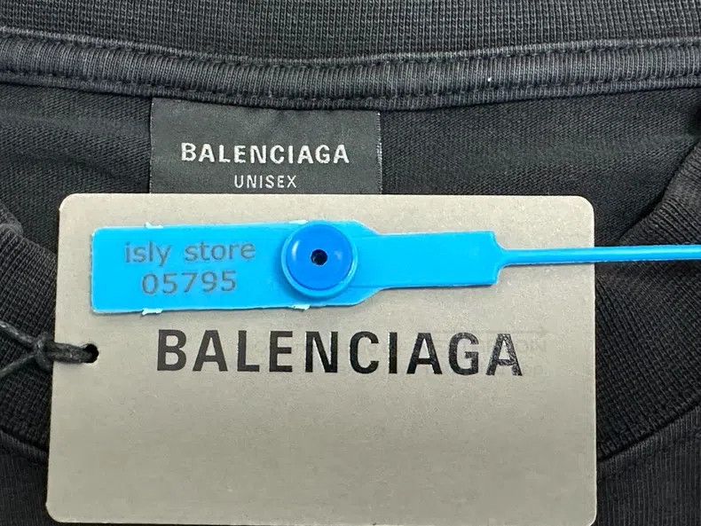 Balenciaga Balenciaga Solid color label printed round neck T-shirt Size US M / EU 48-50 / 2 - 4 Thumbnail