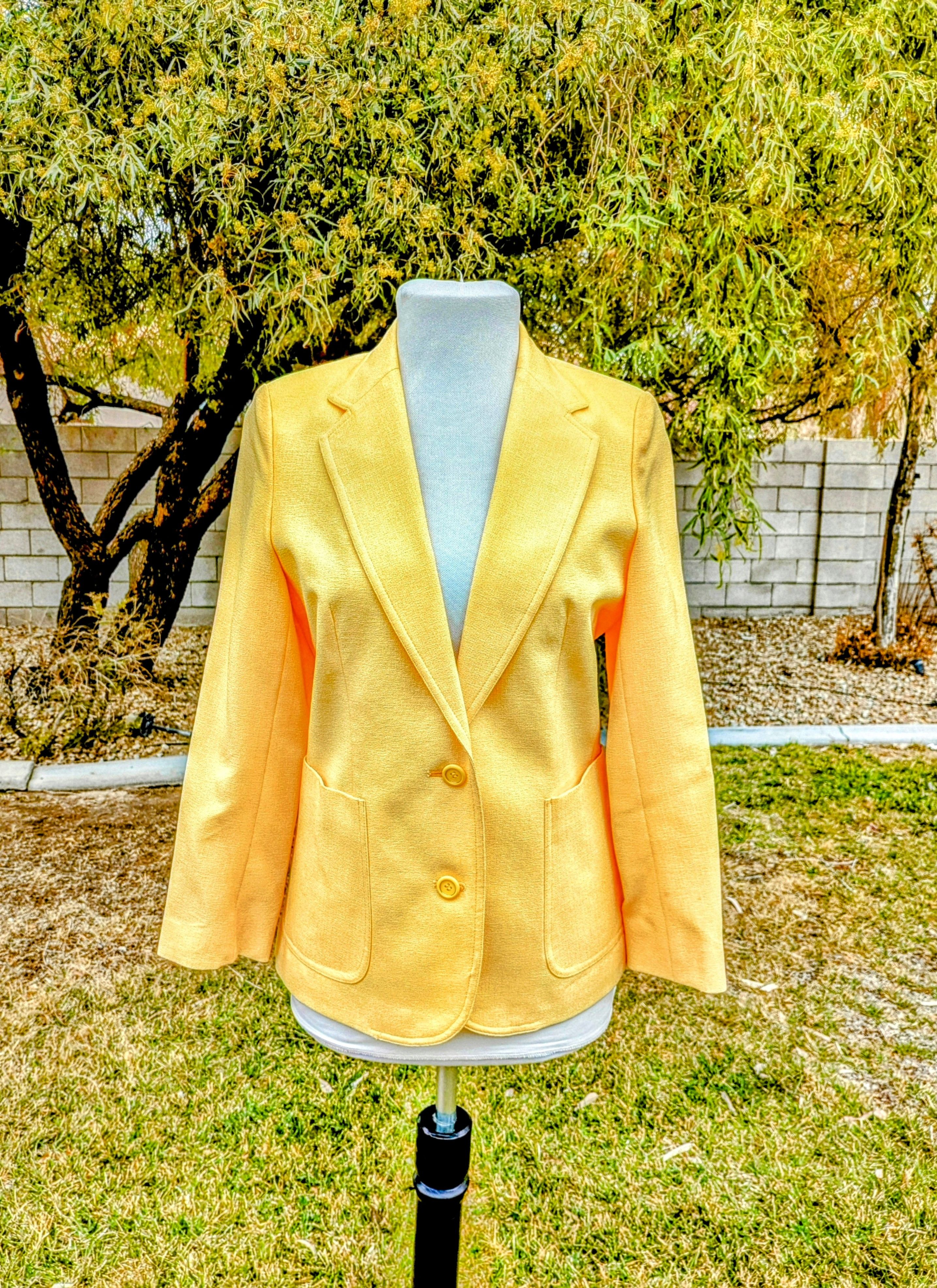 Vintage Ohkura Tokyo Femina 1980s Japanese Yellow Blazer Suit Jacket Size S / US 4 / IT 40 - 1 Thumbnail