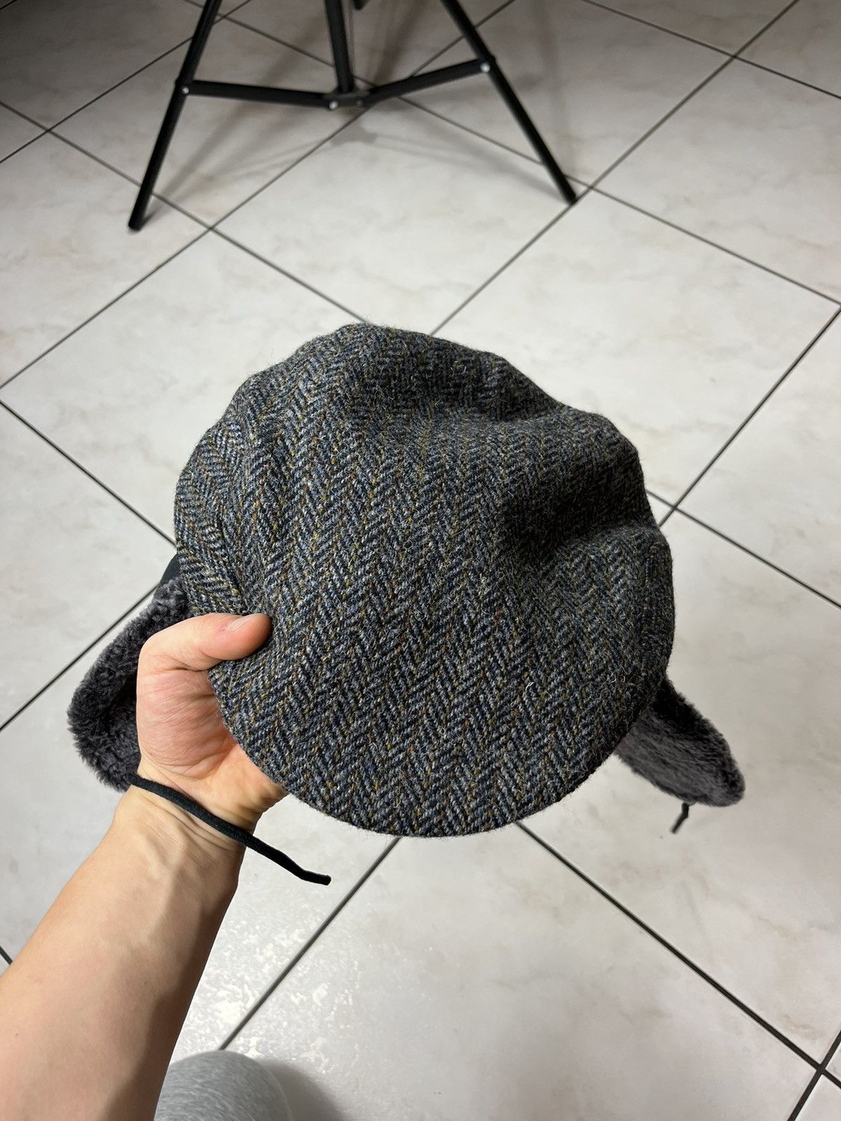 Designer × Harris Tweed × Vintage Bullani Harris Tweed wool winter insulated flat hat beret Size ONE SIZE - 3 Thumbnail
