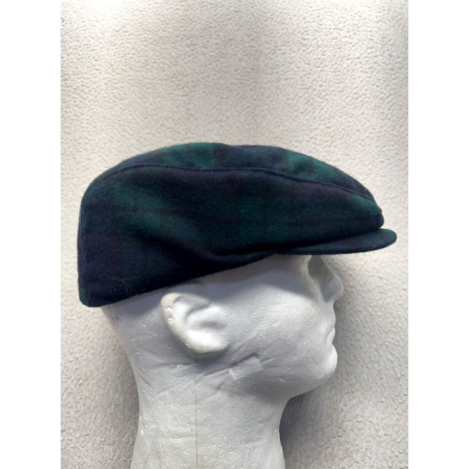 Pendleton VINTAGE Pendleton Flat Cap Hat Tartan Plaid Wool Blackwatch Green/Blue M Mens Size ONE SIZE - 3 Thumbnail