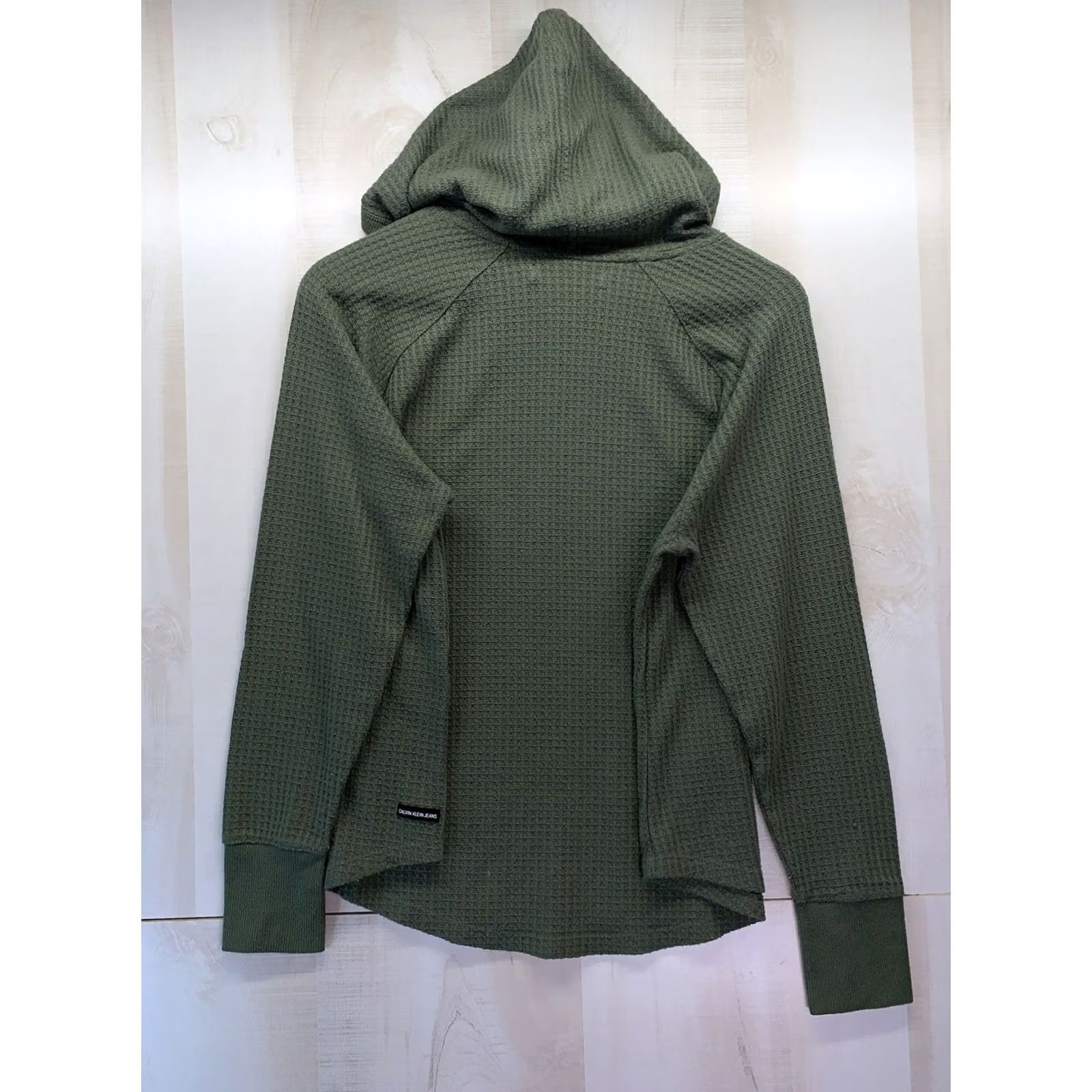 Calvin Klein VINTAGE Calvin Klein Jeans Green Waffle Print Hoodie Women M-3852 Size M / US 6-8 / IT 42-44 - 6 Thumbnail
