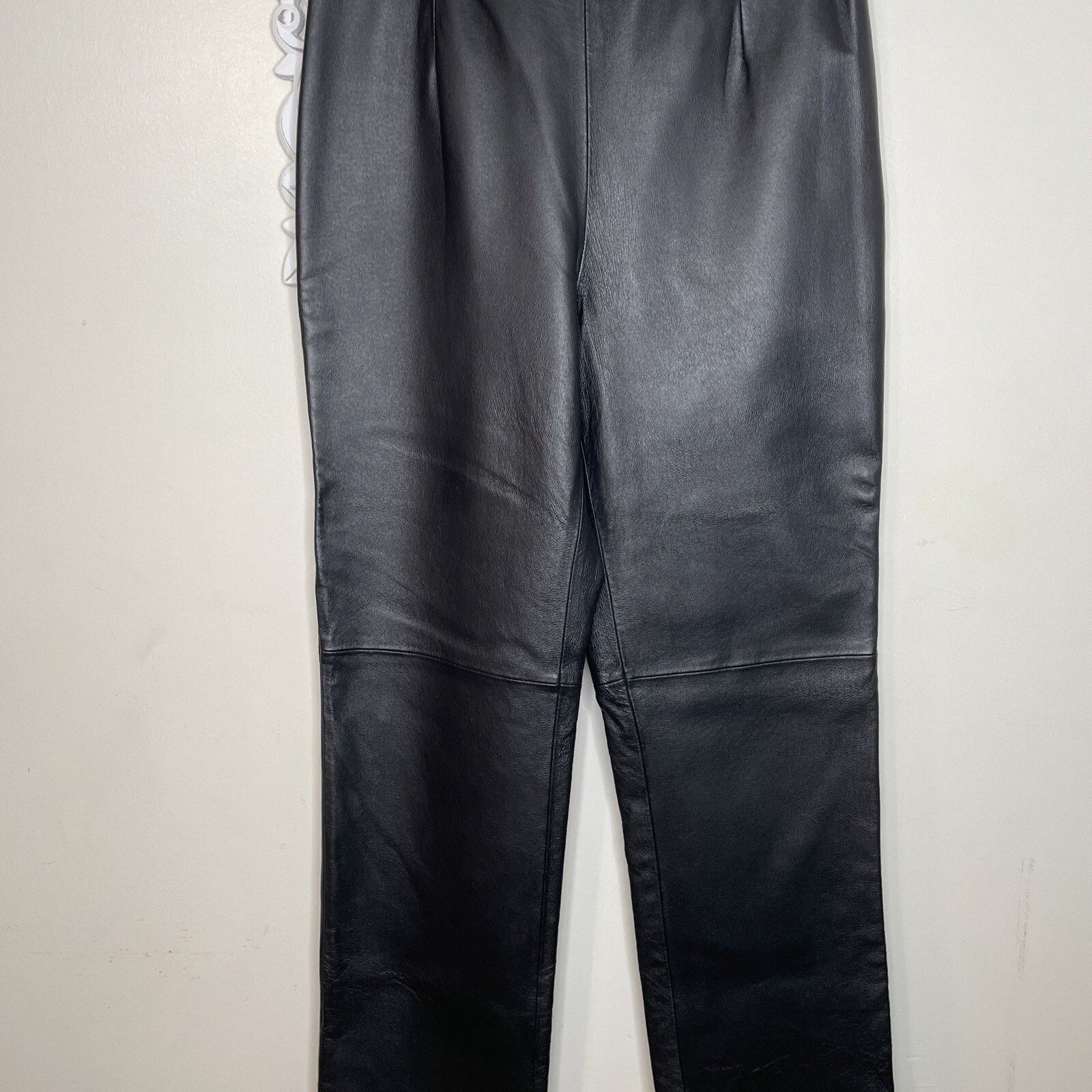Other CLIO Leather Pants 8 Side Zip & Button Polyester Lined BLACK Size 30" / US 8 / IT 44 - 4 Thumbnail