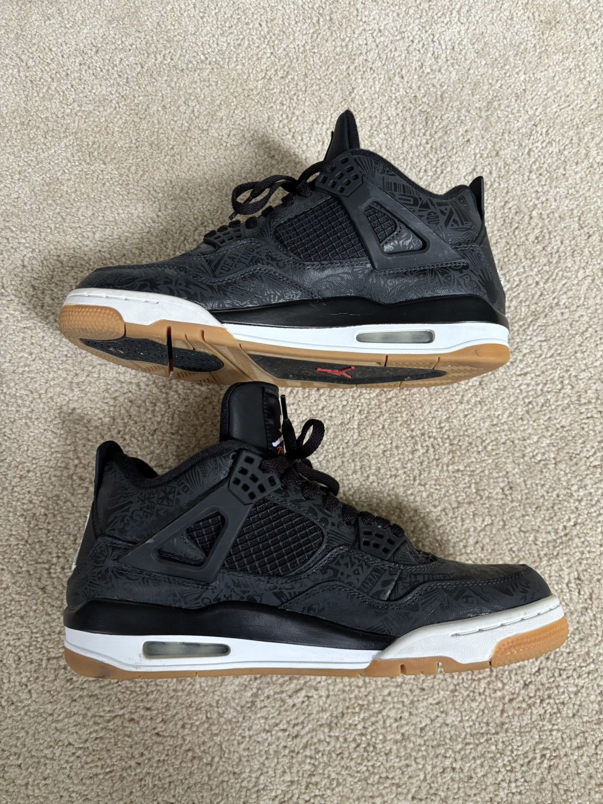 Jordan Brand × Nike Jordan 4 Retro 'Laser Black Gum' Size US 10 / EU 43 - 4 Thumbnail