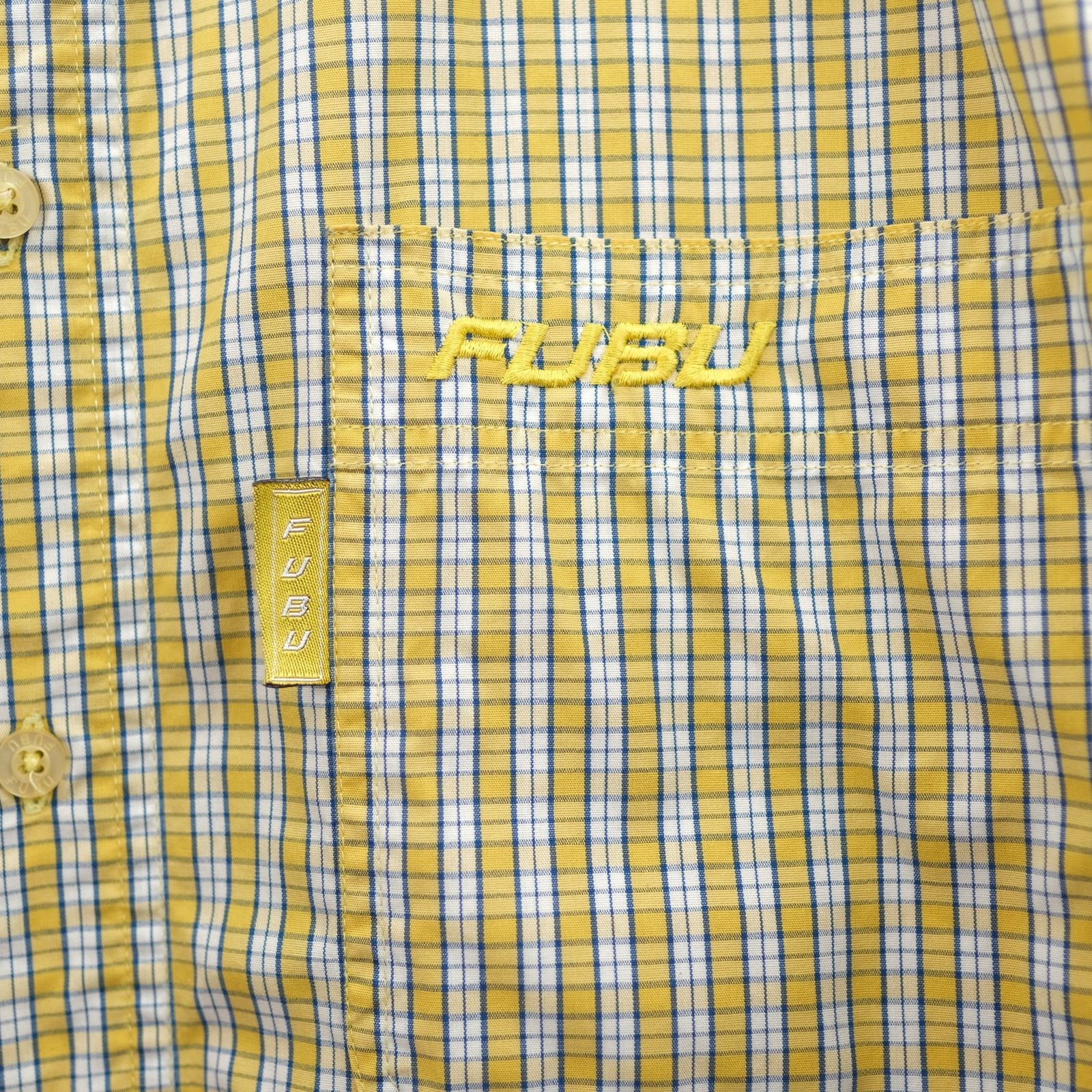 Fubu FUBU Y2K Men's Yellow Plaid S/S Button Down Shirt - Large Size US L / EU 52-54 / 3 - 4 Thumbnail