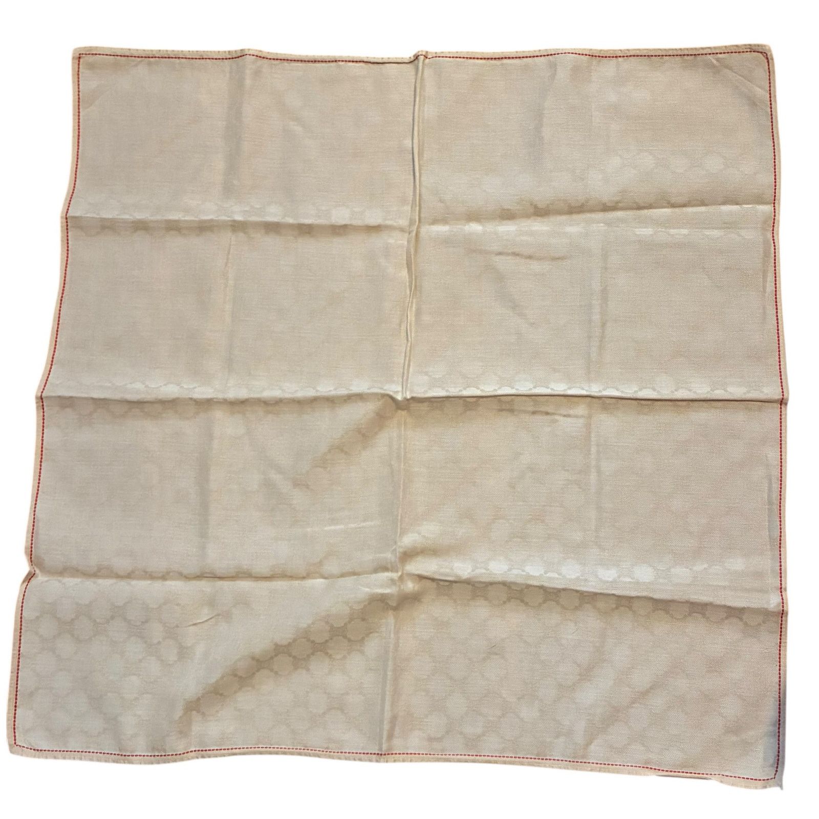 Celine Celine Ivory Monogram Cotton Handkerchief Red Trim Size ONE SIZE - 1 Thumbnail