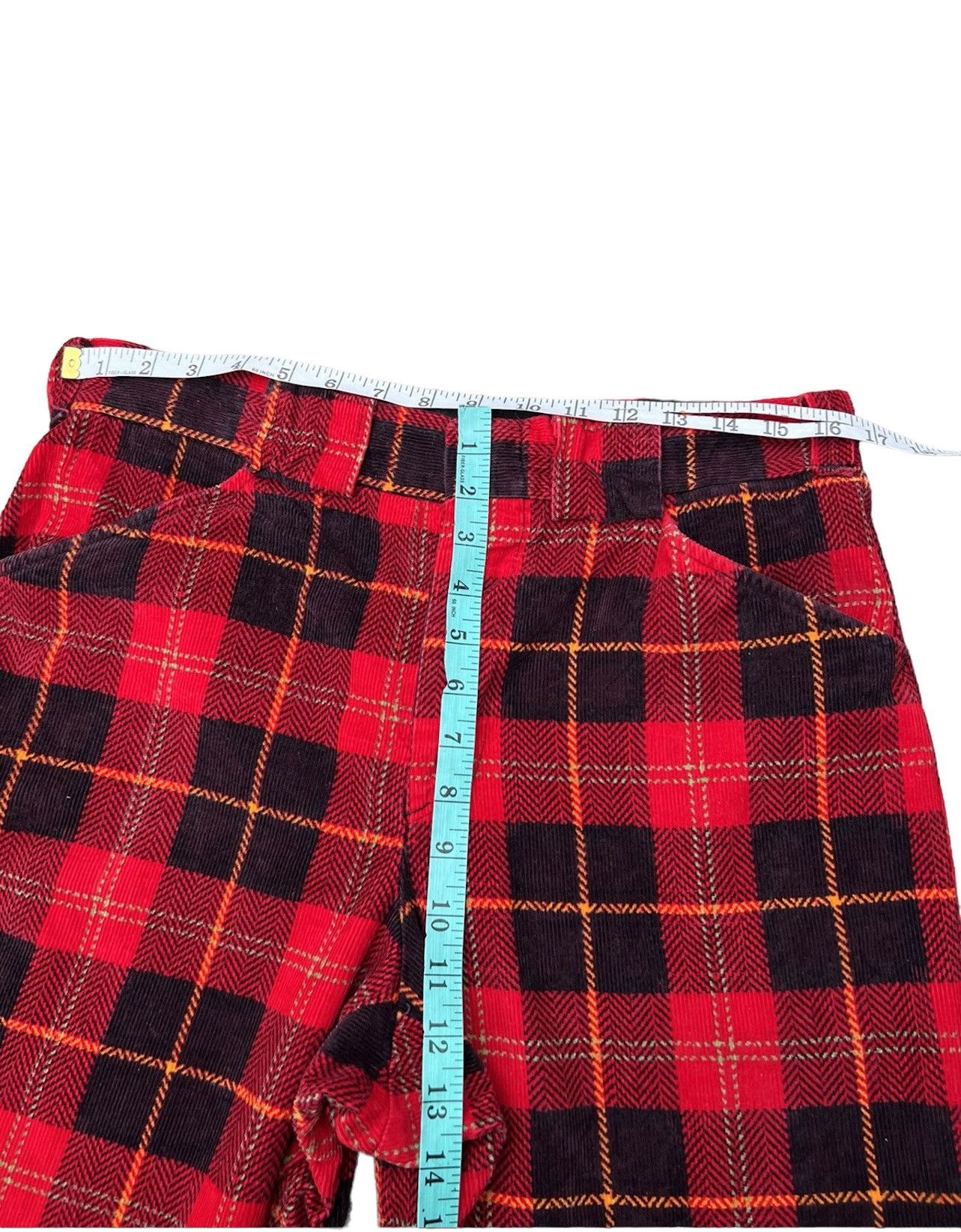 Vintage Vintage 70s Psychedelic Plaid Tartan Flare Cord Trouser Size US 32 / EU 48 - 3 Thumbnail