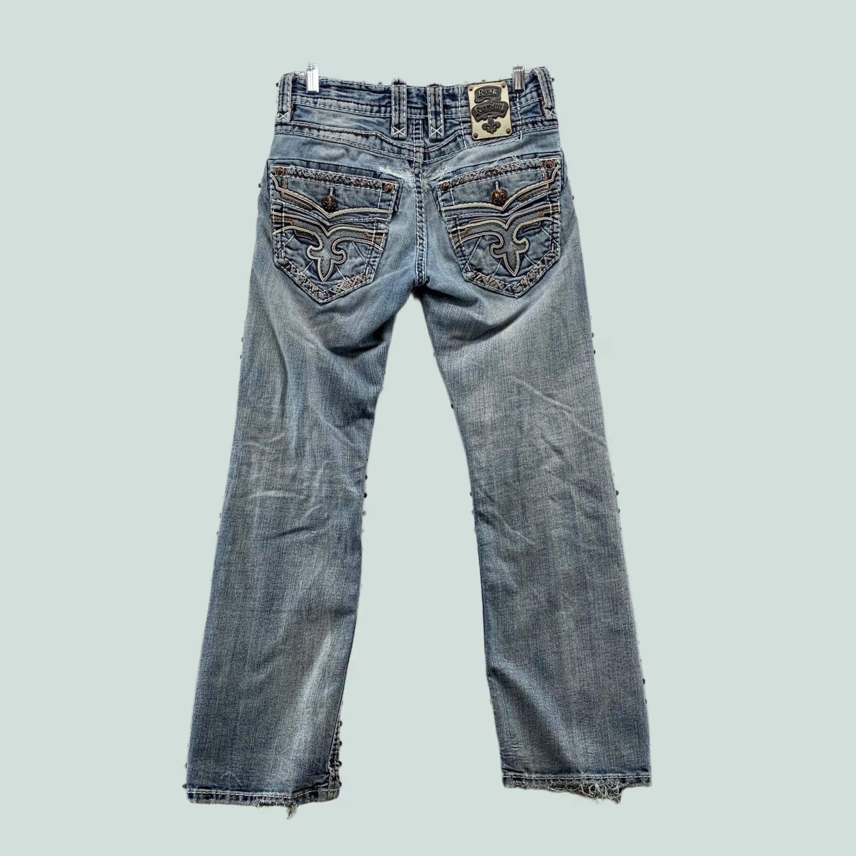 Vintage Rock Revival Denim Jeans Mens 30x29 Blue Slim Boot Cut Embroidered Leather Y2K Size US 30 / EU 46 - 1 Thumbnail