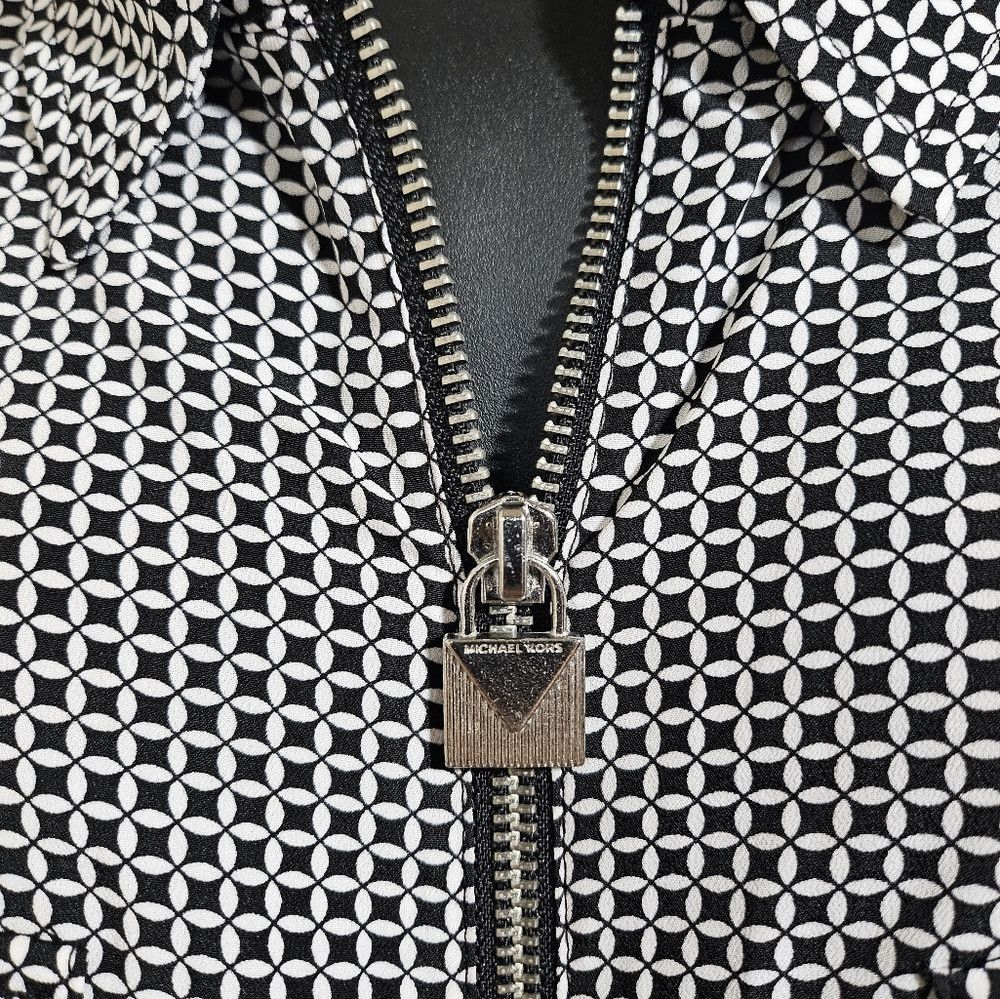Michael Kors NEW Michael Kors Geometric Black White Full Zip-Up Blouse 3 Size 3XL / US 20-22 - 3 Thumbnail