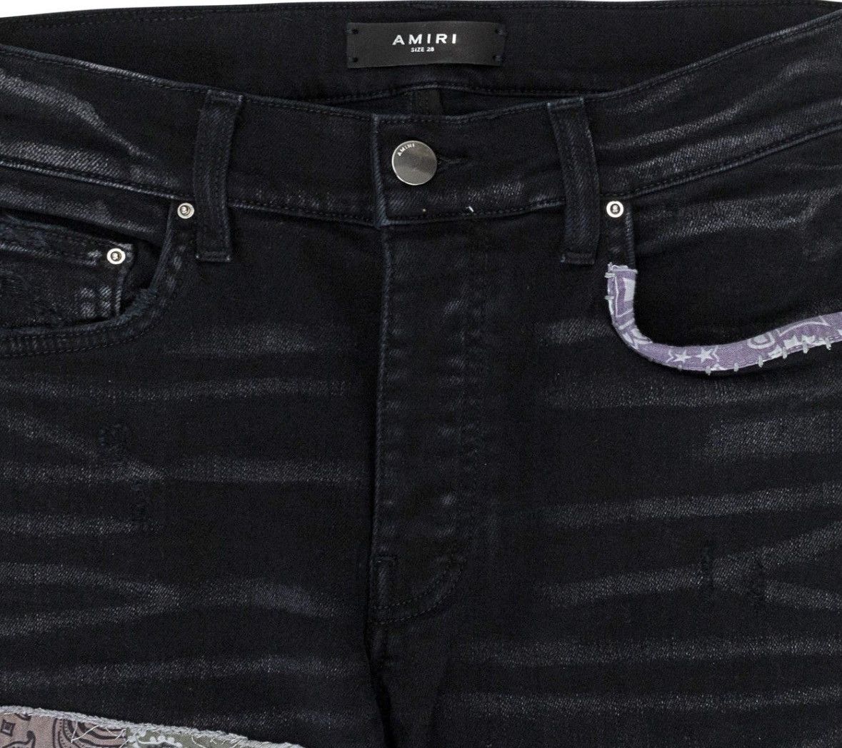 Amiri Amiri Black Bandana Art Patch Jeans Size US 32 / EU 48 - 3 Thumbnail