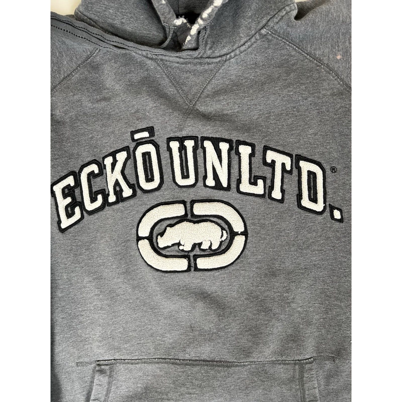 Logo 7 VINTAGE Ecko Unltd Hoodie Sweatshirt Gray OG Fleece Logo Y2K Hip Hop Pullover Hooded Pockets 90s Mens XL Size US XL / EU 56 / 4 - 3 Thumbnail