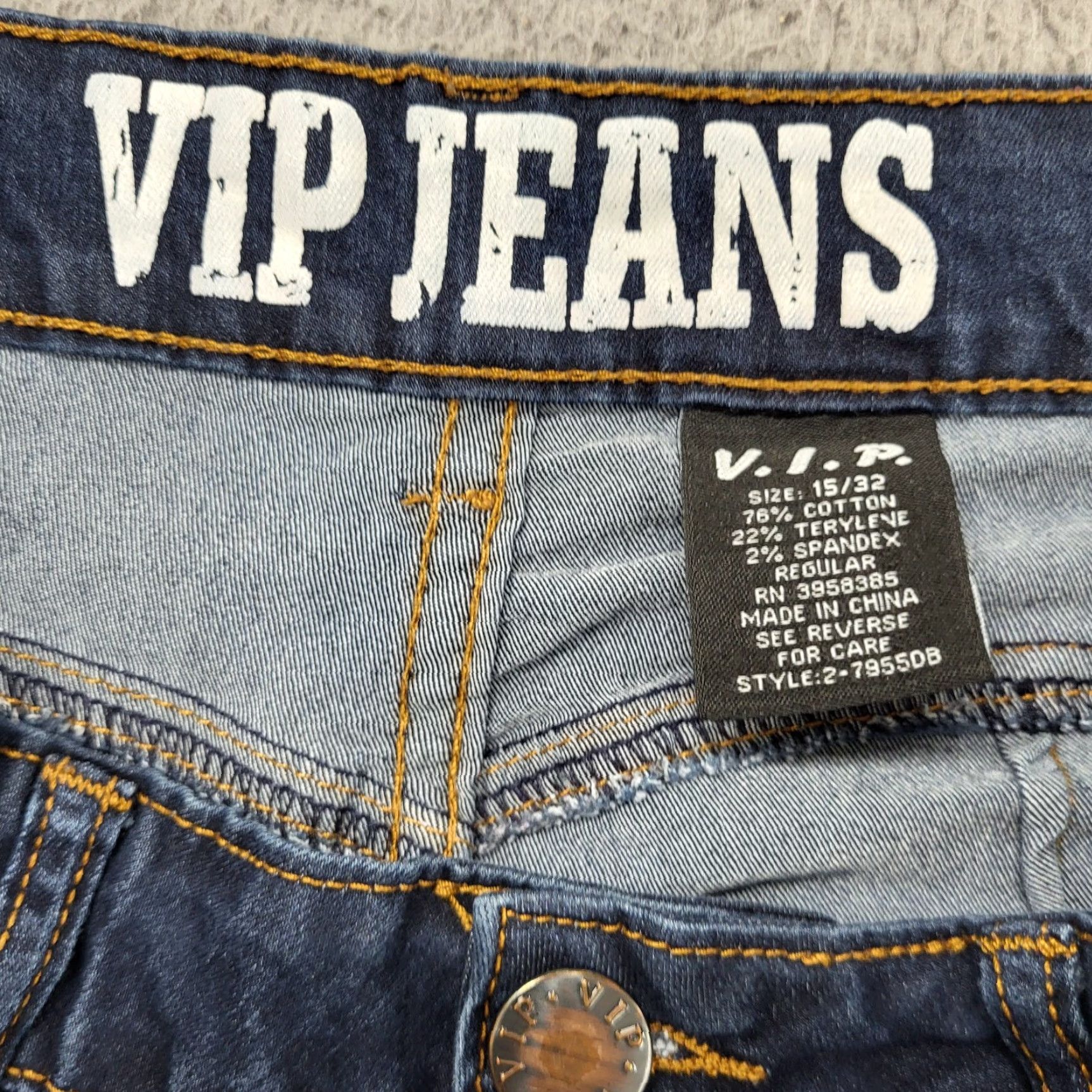 Vintage VIP Jeans Distressed Skinny Jeans Women's 15/32W Blue Stretch Denim 32x29.5 Blue Jeans Women 15/32W Skinny Distressed 90s Theme Mens? Size 36" / US 14 / IT 50 - 2 Thumbnail