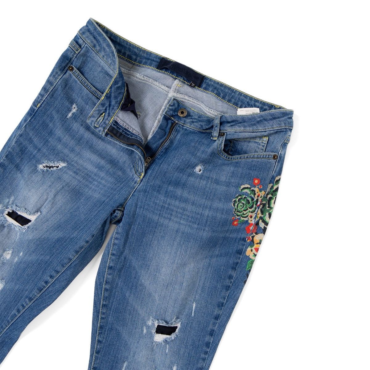 Other Marc Aurel Womens Blue Jeans Floral Print Distressed Size 34" / US 12 / IT 48 - 3 Thumbnail