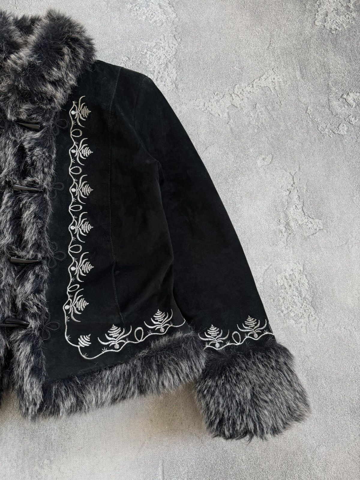 Miss Sixty Heine suede retro fur faux jacket coat black if six was nine Size XL / US 12-14 / IT 48-50 - 11 Thumbnail