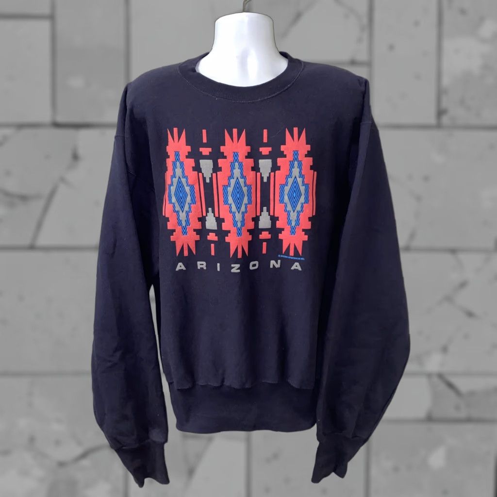 Vintage VINTAGE Identity Sweatshirt Men's XL Navy Blue Fleece Lined Astec Print USA Made Size US XL / EU 56 / 4 - 1 Thumbnail
