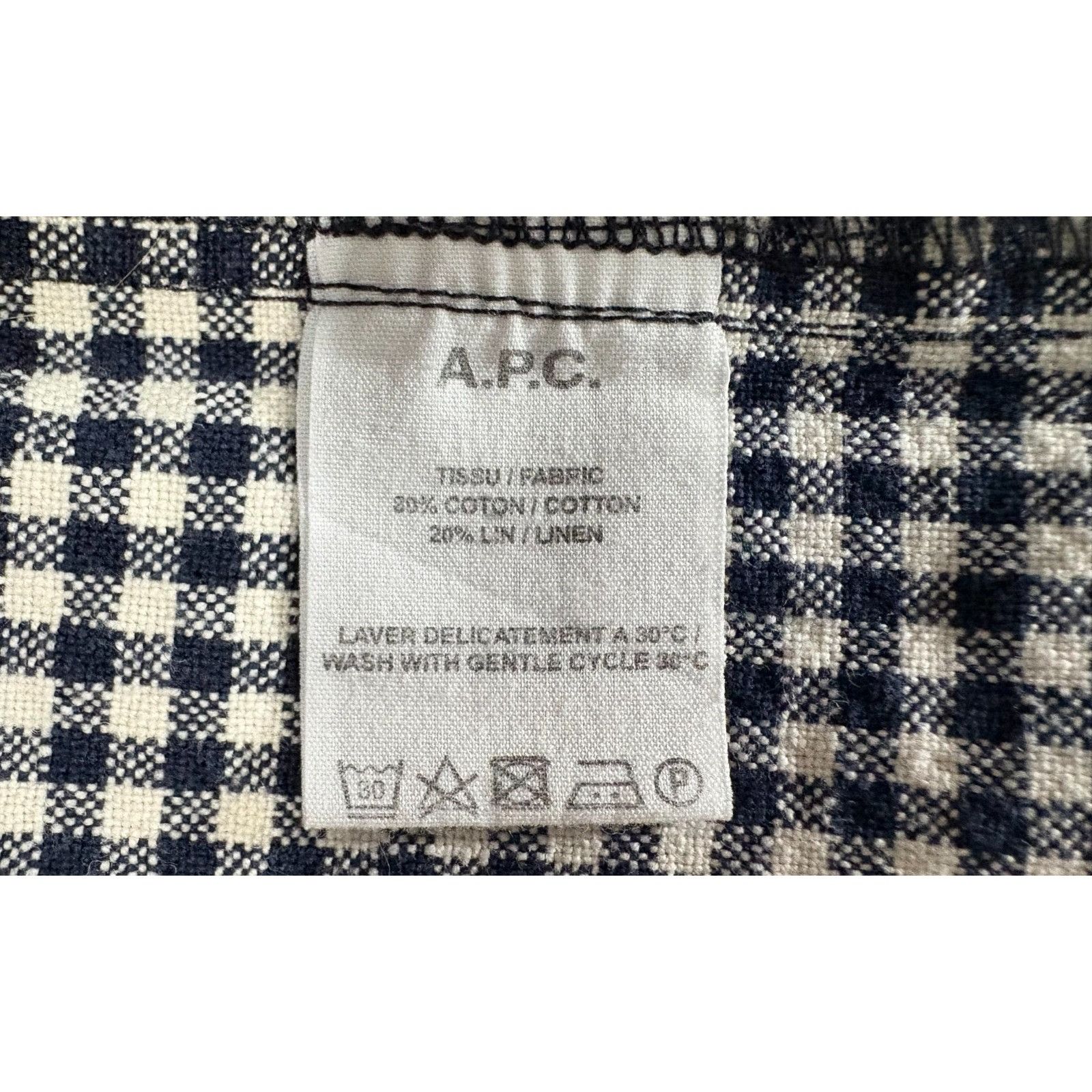 A.P.C. A.P.C. Rue Madame Paris Gingham Cotton Linen Blend overShirt Size US S / EU 44-46 / 1 - 7 Thumbnail