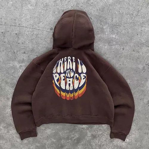 Japanese Brand Hoodie Brown washed vintage letter print cotton hoodie Size US M / EU 48-50 / 2 - 3 Thumbnail