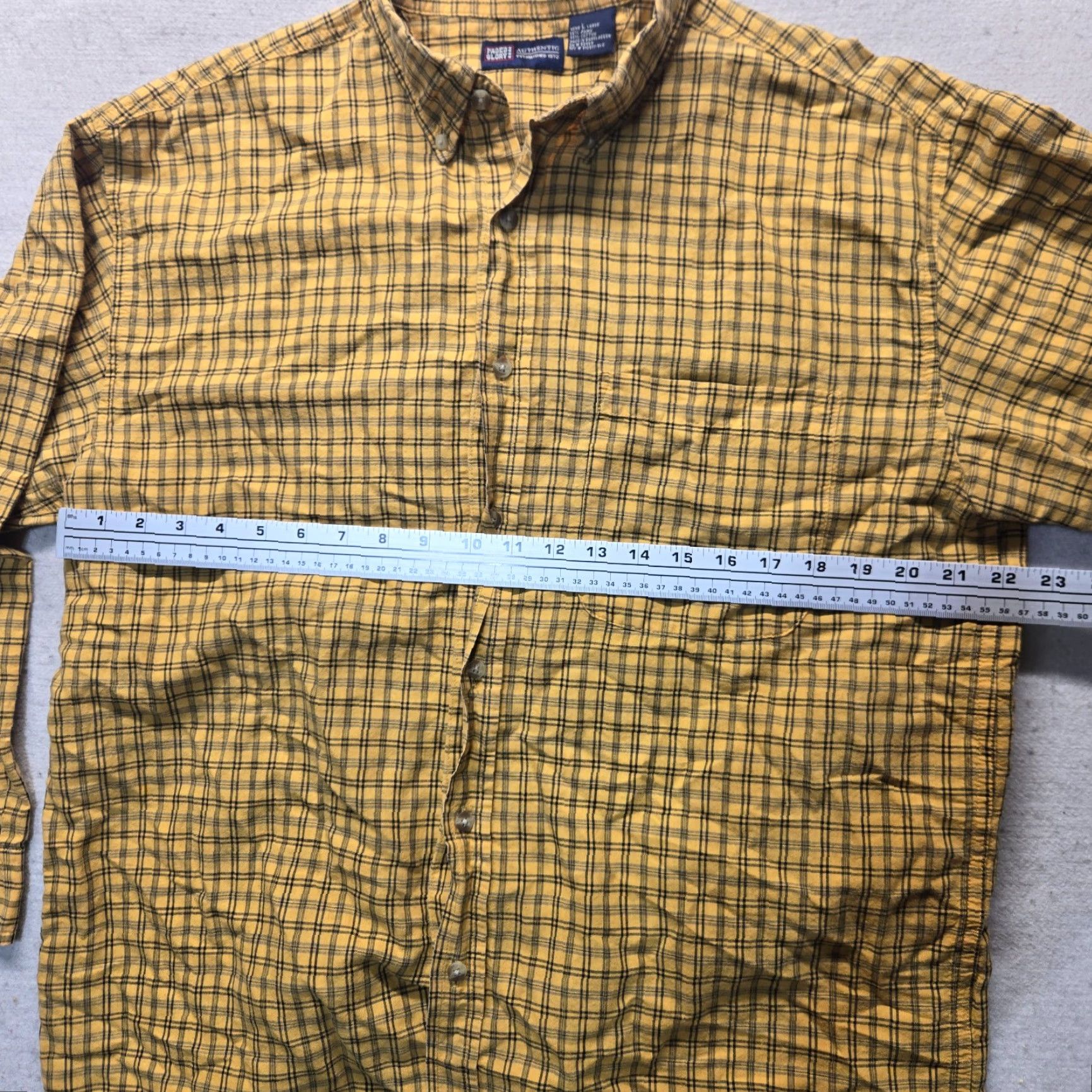 Faded Glory Faded Glory Men’s Button-Up Shirt Long Sleeve Yellow Plaid Cotton Size L Size US L / EU 52-54 / 3 - 4 Thumbnail