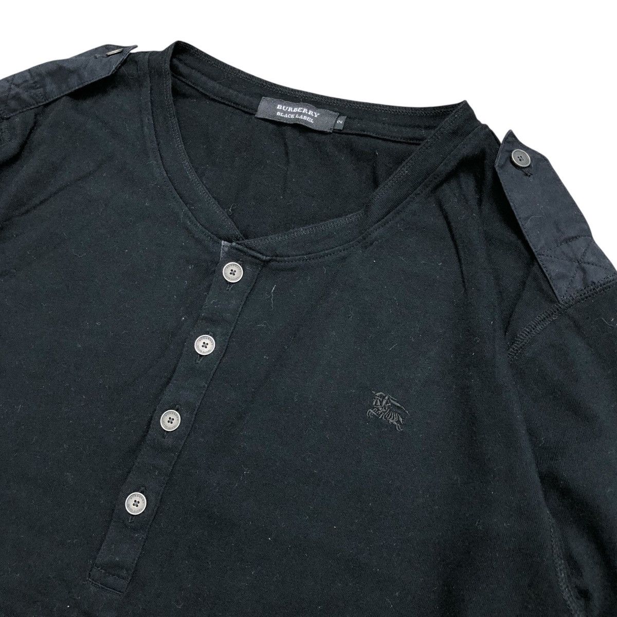 Black Label × Burberry × Designer Vintage Burberry Black Label Half Button Long Sleeve Size US M / EU 48-50 / 2 - 3 Thumbnail