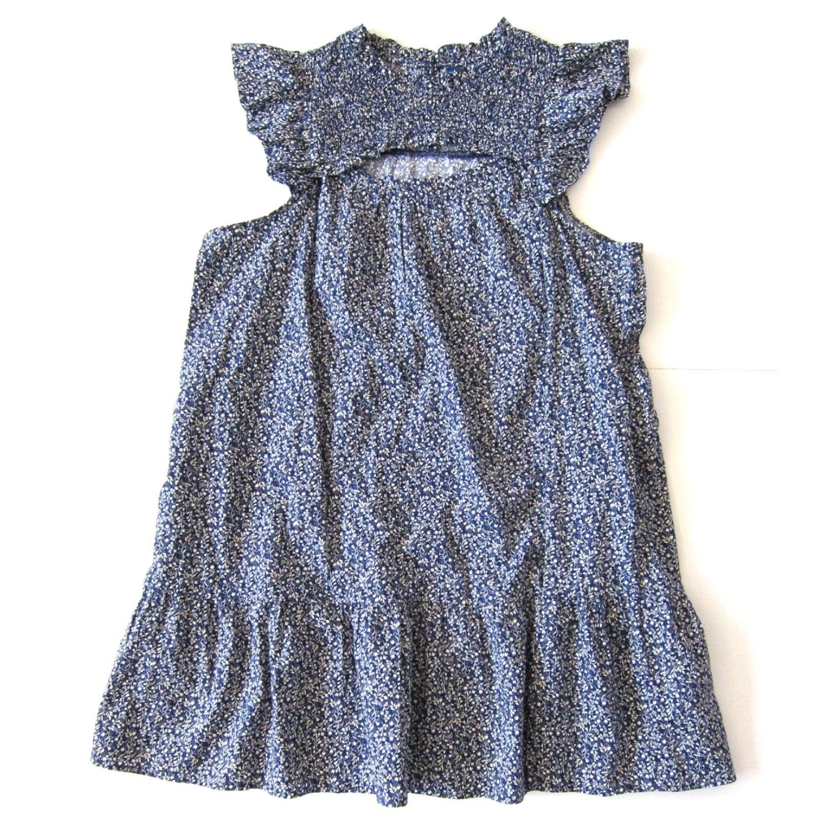 Old Navy Old Navy Cotton Blue White Floral High Neck Cap Sleeve Tunic Sun Dress XL Size XL / US 12-14 / IT 48-50 - 2 Thumbnail