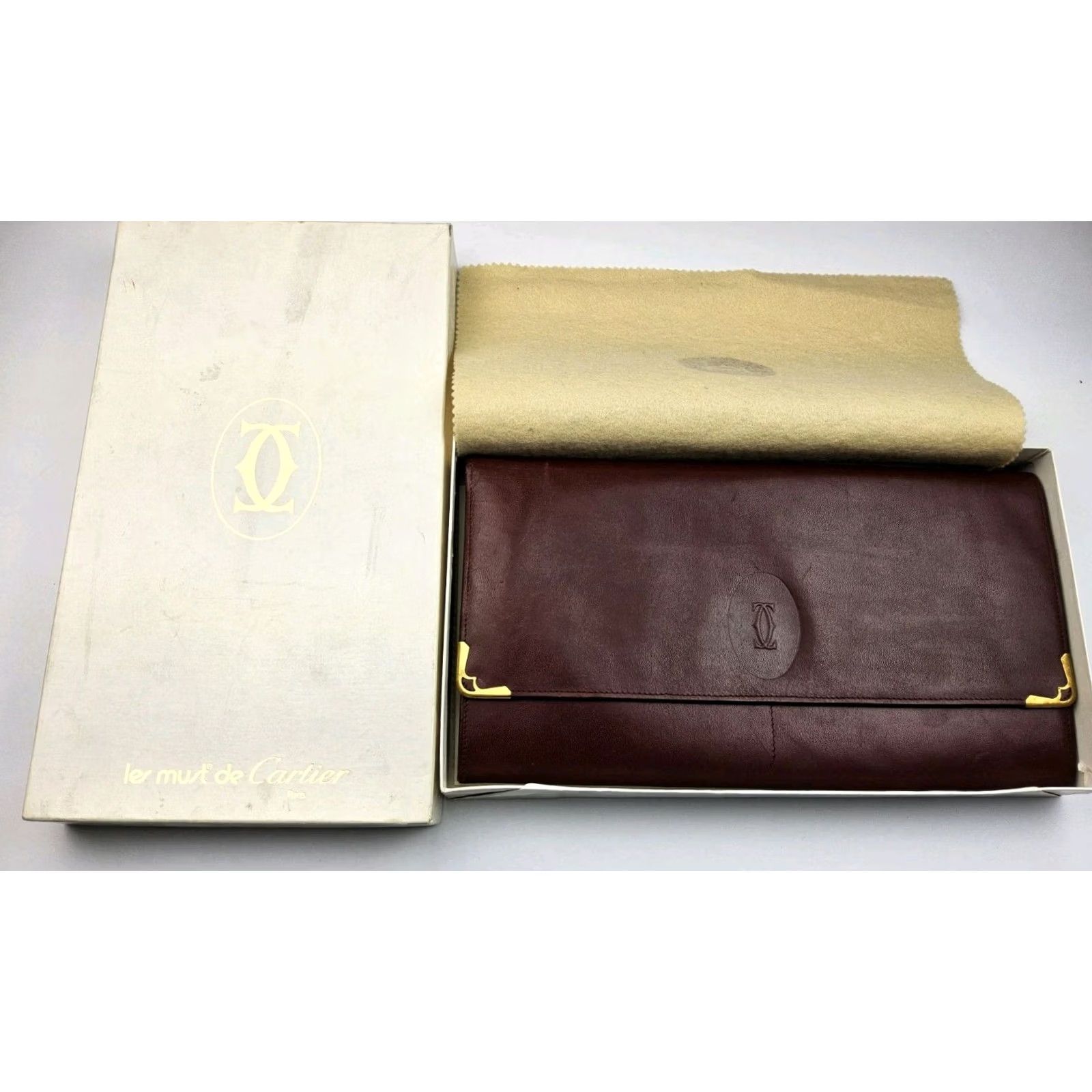 Cartier Cartier Clutch Large Leather Bordeaux Purse Women, Must De Cartier, Bag, Vintage? Size ONE SIZE - 2 Thumbnail