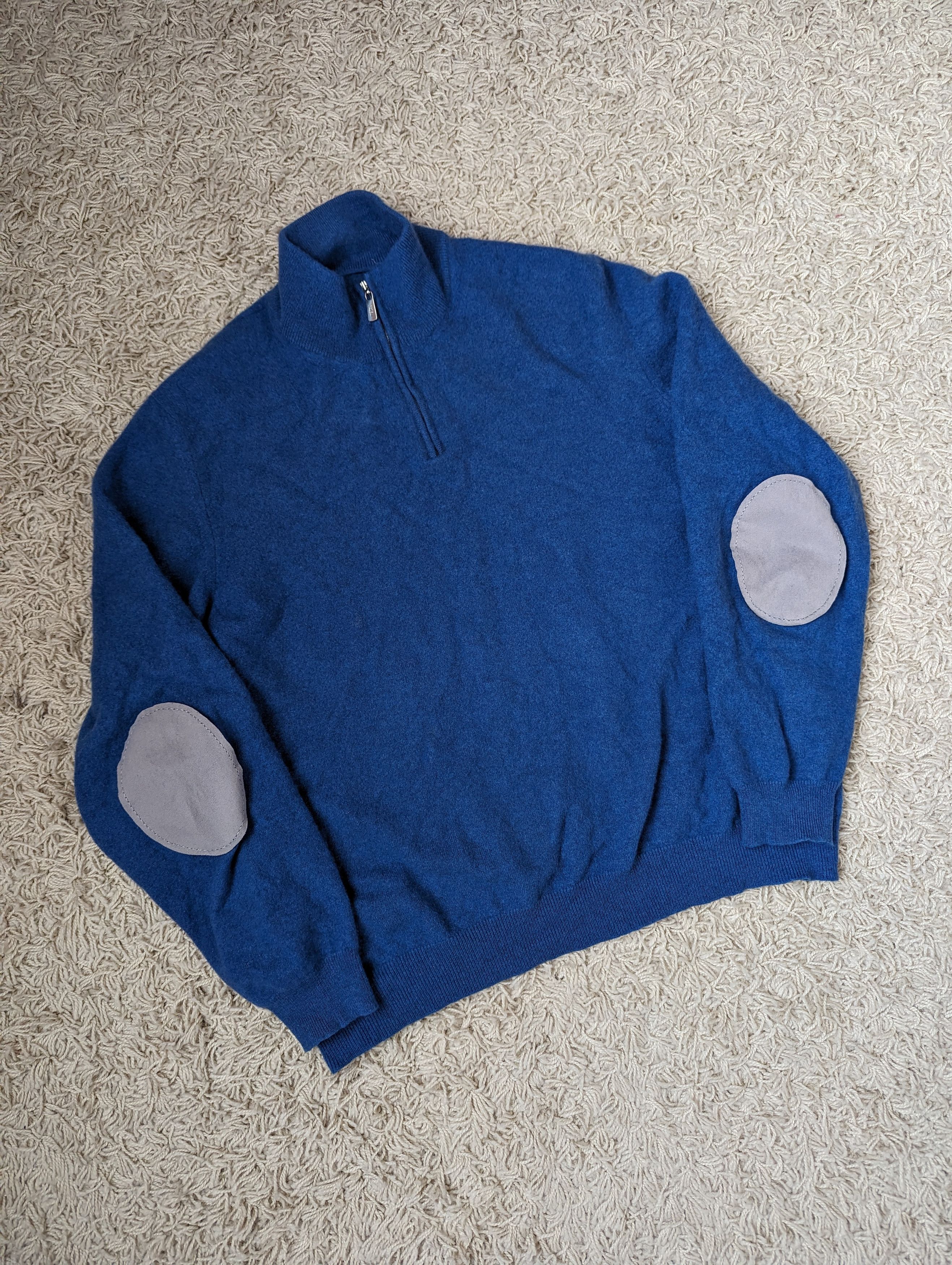 image of Fedeli 1/4 Zip Cashmere Sweater in Blue, Men's (Size Medium)