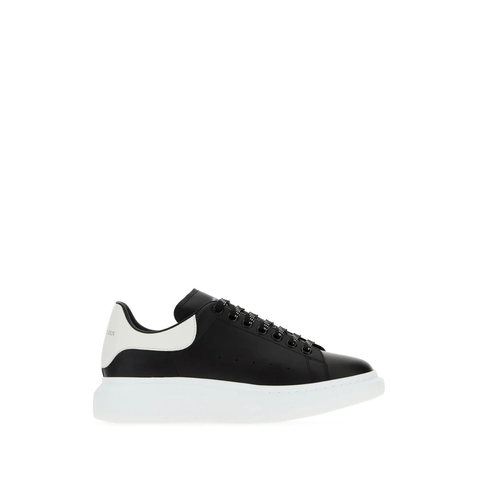 ALEXANDER MCQUEEN Black Leather Sneakers With White Leather