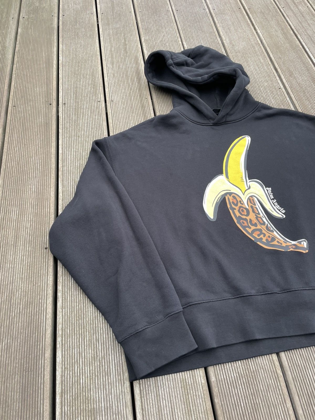 Palm Angels Leopard Banana Print Black/Yellow Hoodie L
