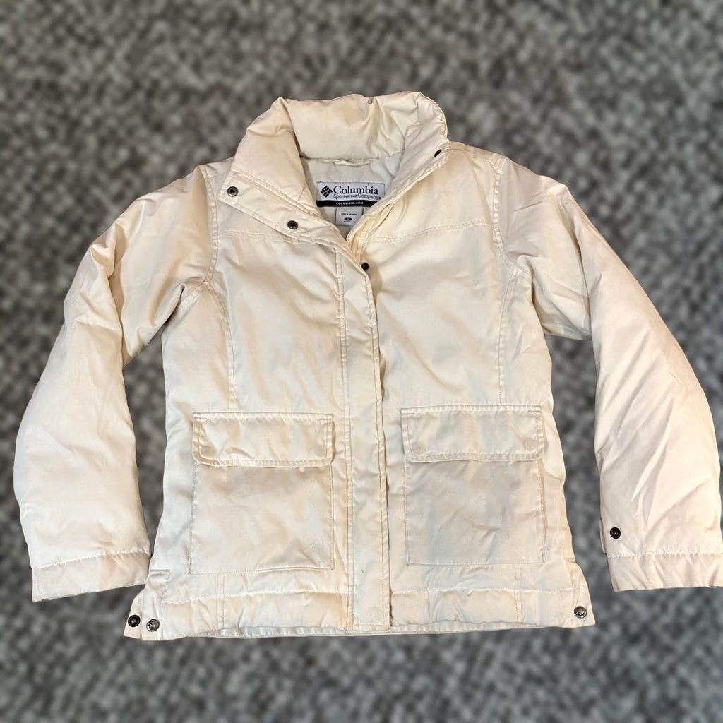 Vintage VINTAGE Columbia Jacket Womens Small Down Ivory Full Zip Snap Pockets Long Sleeve Size S / US 4 / IT 40 - 1 Thumbnail