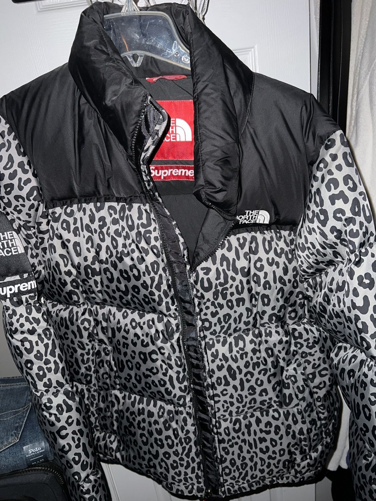 Supreme north outlet face leopard jacket