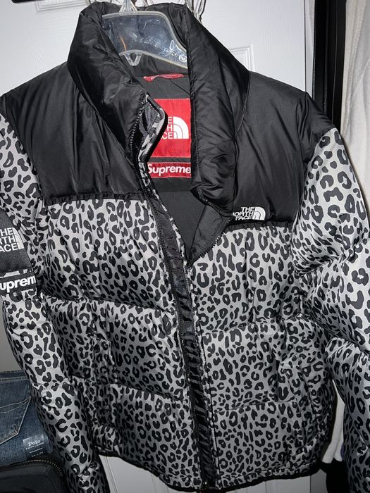 North face best sale supreme leopard jacket