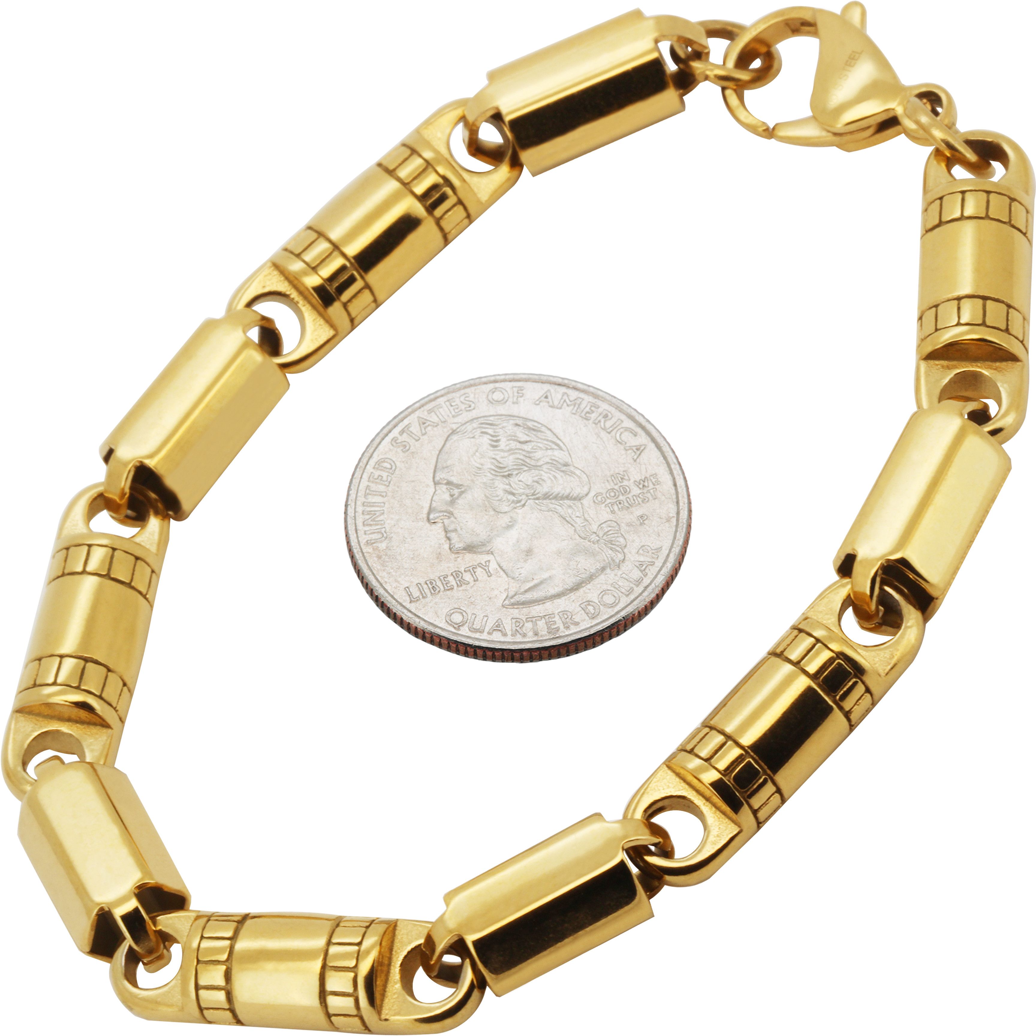 Other 316L SS 18k GP 8mm Barrel Link Bracelet 9" Size ONE SIZE - 1 Preview