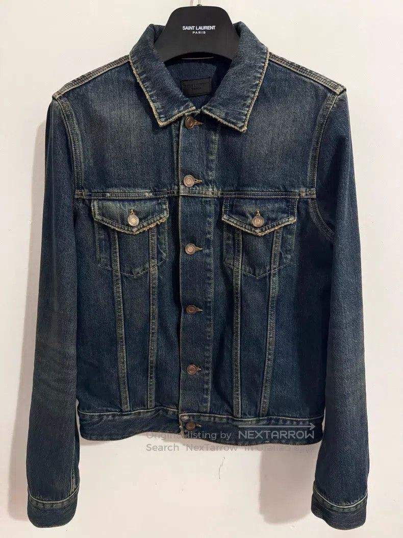 Saint Laurent Paris Saint Laurent Paris Vintage Deep Blue Basic Denim Jacket Size US S / EU 44-46 / 1 - 1 Thumbnail