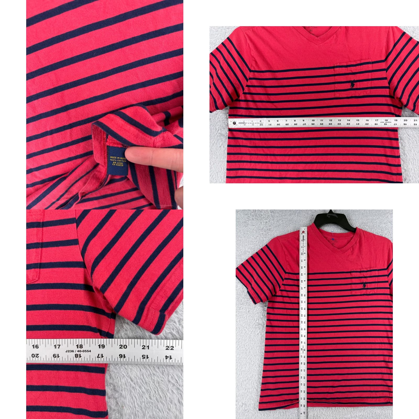Ralph Lauren Ralph Lauren Polo Shirt Adult XL Blue Stripe Pocket V-Neck Cotton Jersey Embroidered Logo Sports Classic Men’s Shirt Size US XL / EU 56 / 4 - 8 Thumbnail