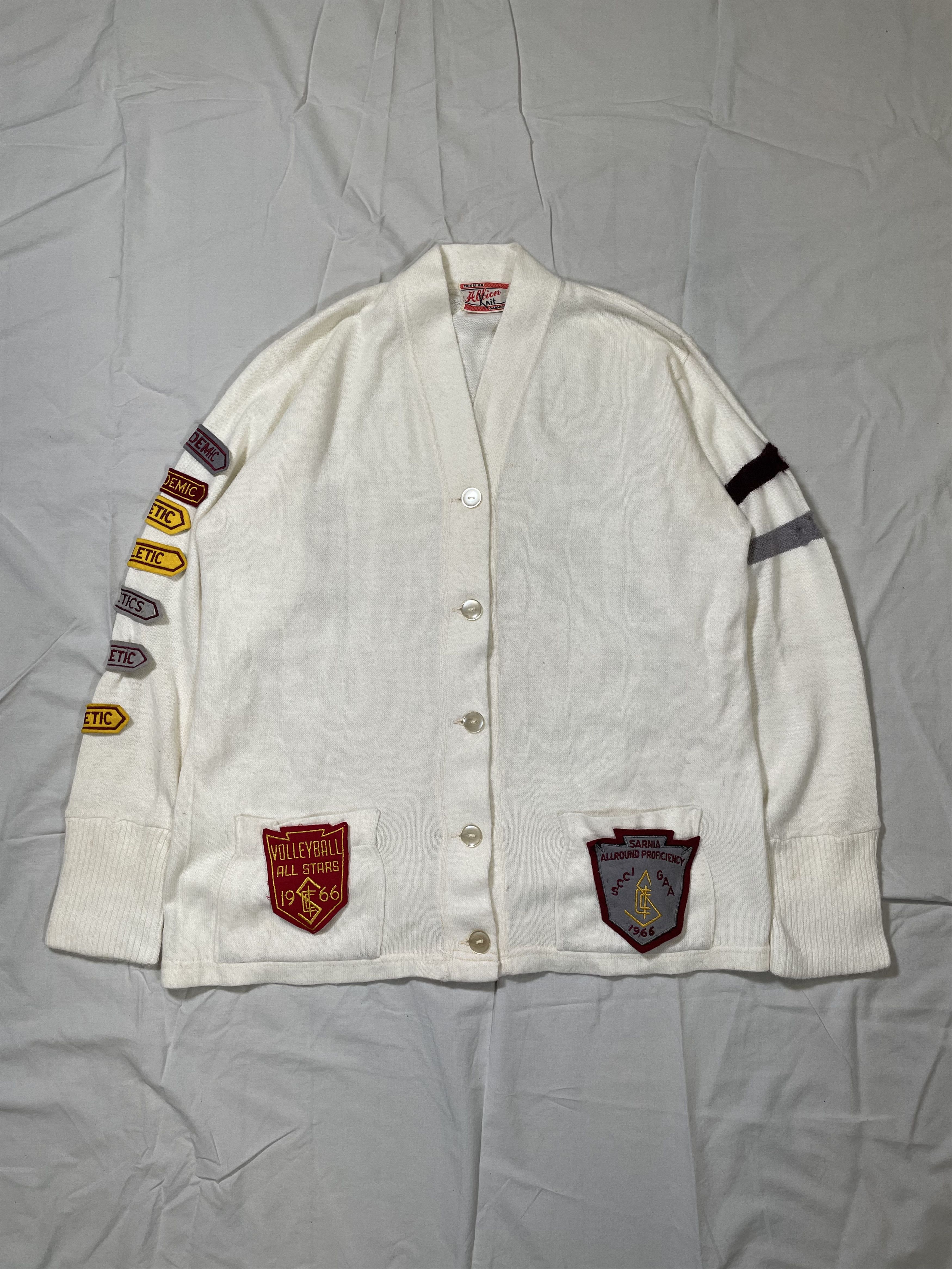 True VTG 1960's Albion Knit Letterman Cardigan Sweater