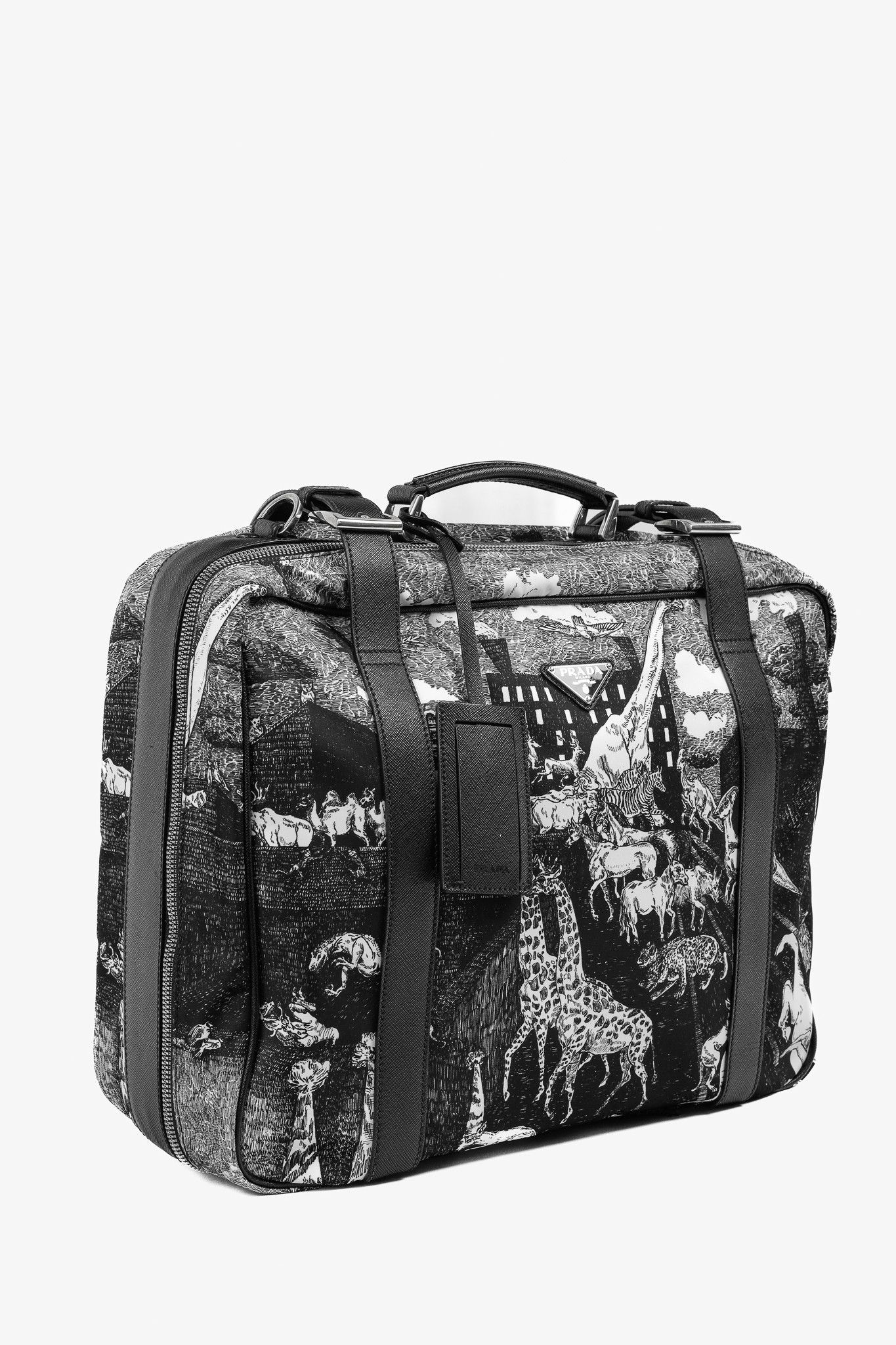 Prada Prada AW/16 Animal Kingdom Nero & Avorio Tessuto Suitcase Size ONE SIZE - 2 Thumbnail