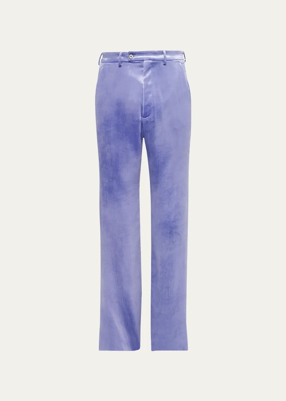 image of Marni O1W1Db10524 Fluid Velvet Pants In Blue, Men's (Size 32)