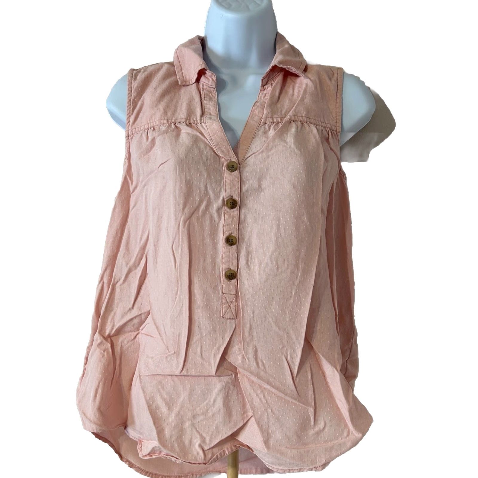 Vintage Time and Tru Blouse Top Sleeveless Women Small Pink V Neck 4 Buttons Casual Bohemian Tank Top Shirt Regular Size S Girls Womens Mens Size S / US 4 / IT 40 - 2 Thumbnail