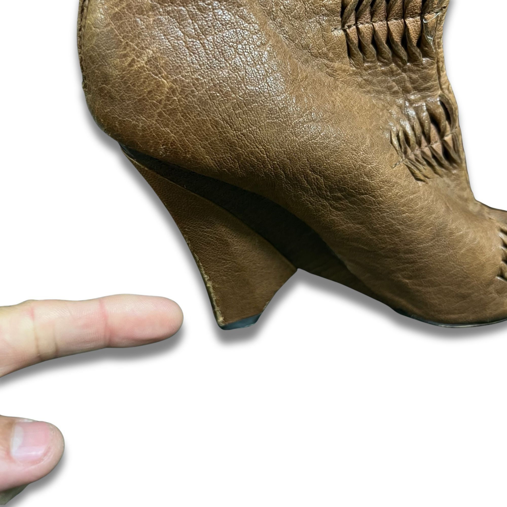 Sam Edelman Vintage Sam Edelman Brown Leather Peep-Toe Booties Size 6 Wi Size US 6 / IT 36 - 6 Thumbnail