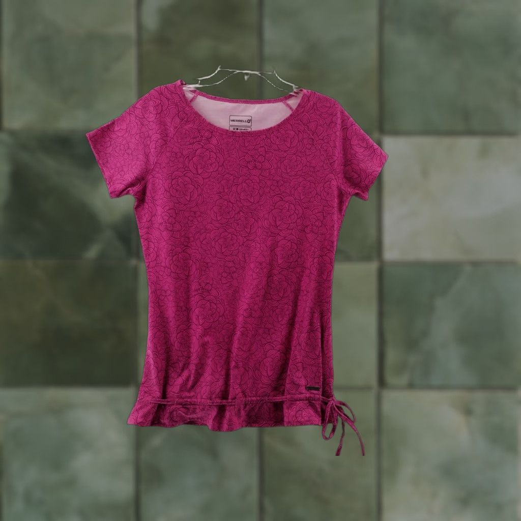 Merrell Merrell Shirt Womens M Short Sleeve Casual Purple pink red Henley Button T-Shirt Basic All Seasons Modern Regular Size M / US 6-8 / IT 42-44 - 1 Thumbnail